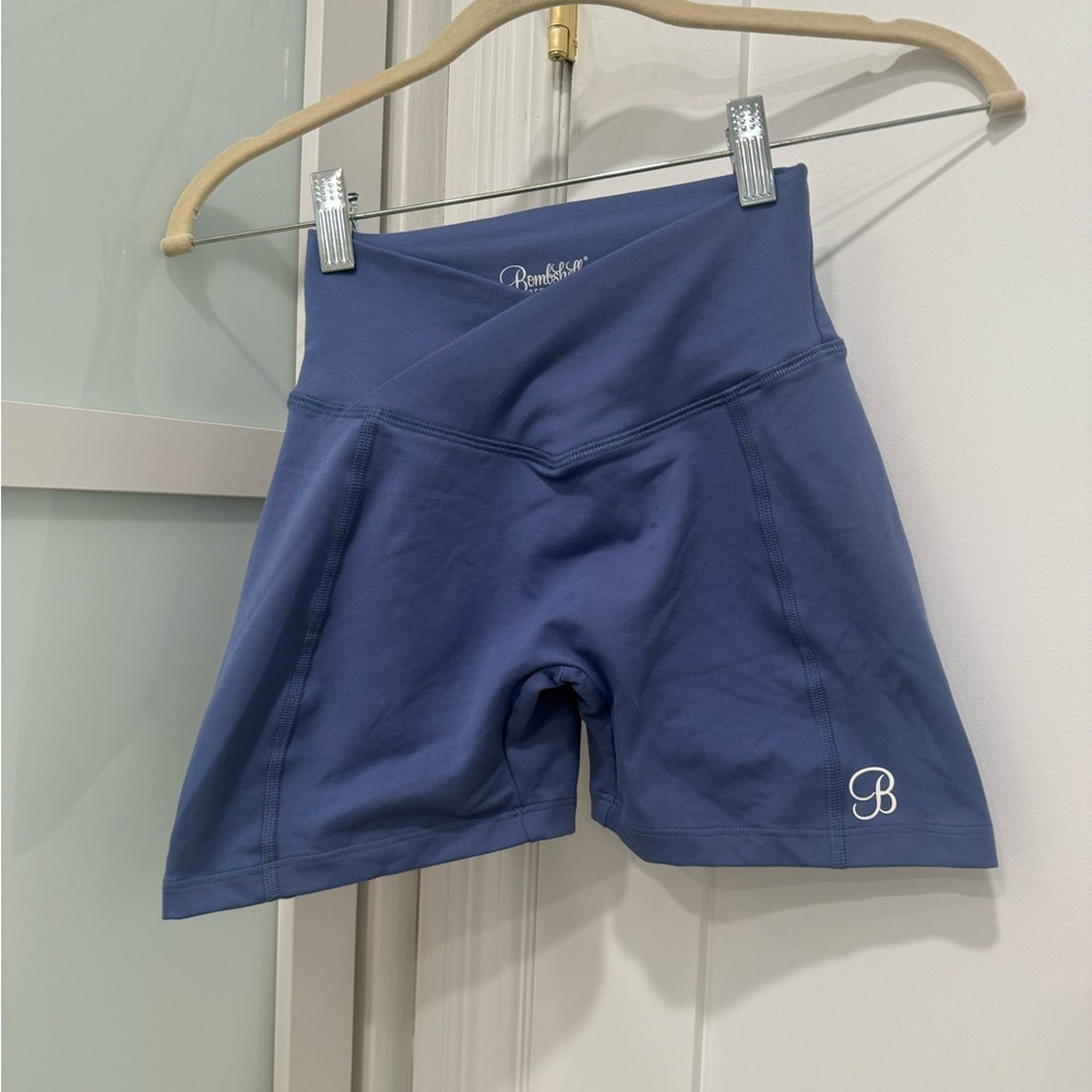 Bombshell Sportswear Blue Bike Shorts High Waist Comfort